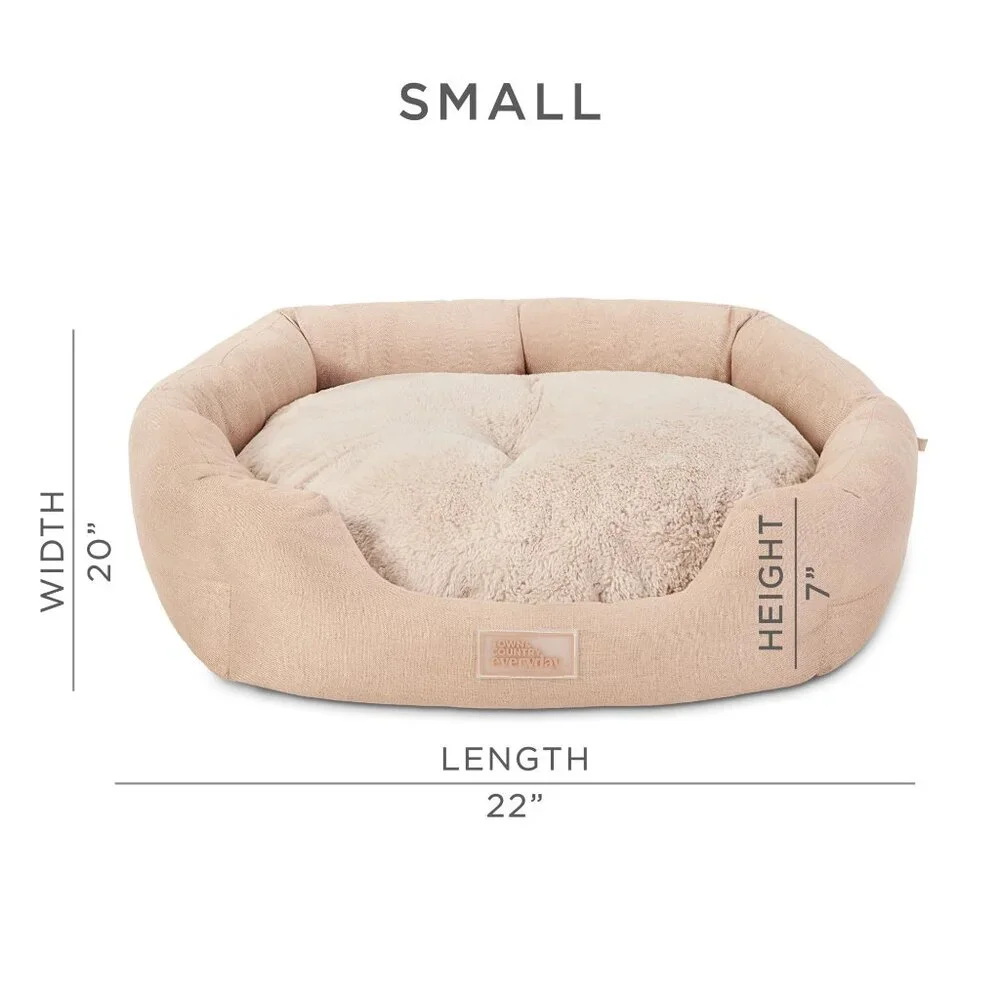 Faux Linen Cozy Cuddler Pet Bed – Small, Taupe